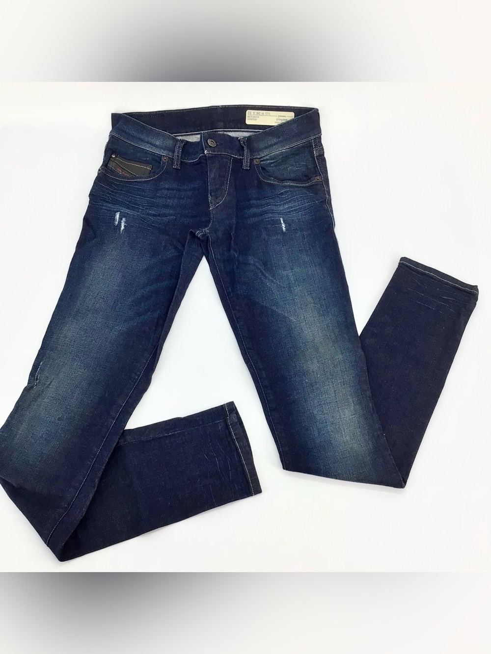Diesel Women's Grupee Super Slim Skinny Distressed Low Waist Jeans Sz 28W X 32L - Picture 2 of 15